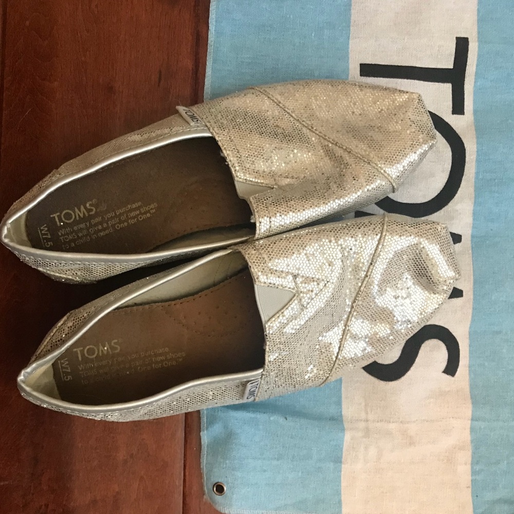 Silver Glitter Toms